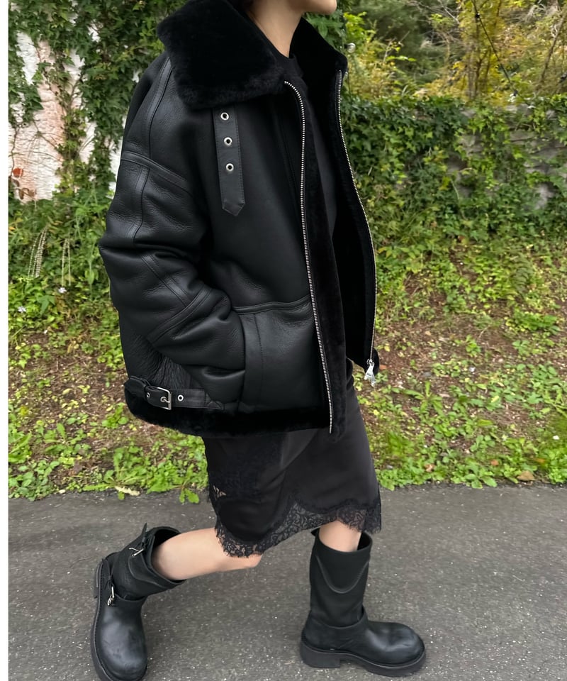 leather shearing jacket | ok.soon