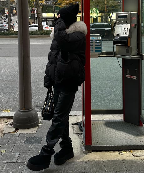 fake leather straight pants