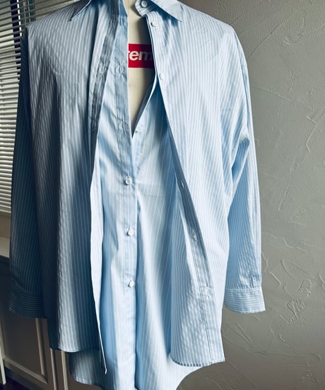 ［pre-order］layered stripe shirt over size
