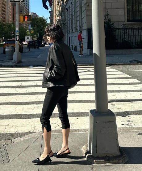 double-breasted short leather coat