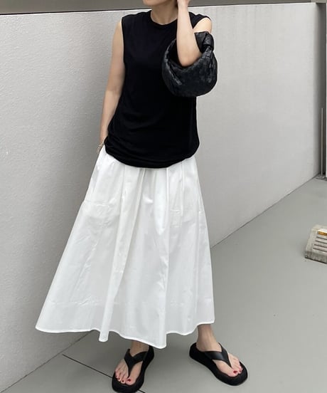 コットンギャザースカートwhite,black