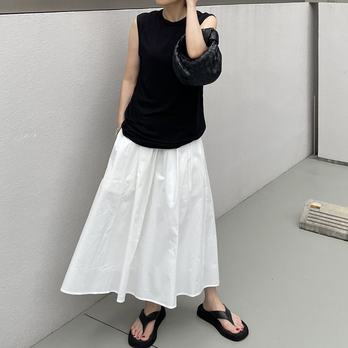 kitta コットンギャザースカート茜色