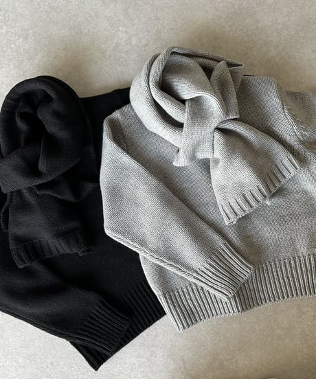 crew neck knit(black/gray)