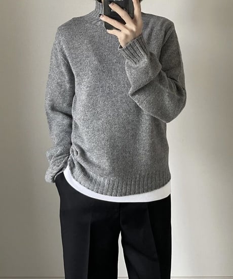 ［long length］wool blend straight slacks