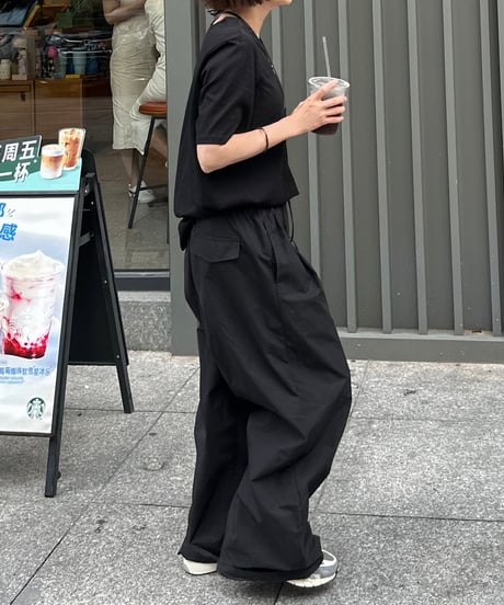 day half sleeve t&day nylon wide pants