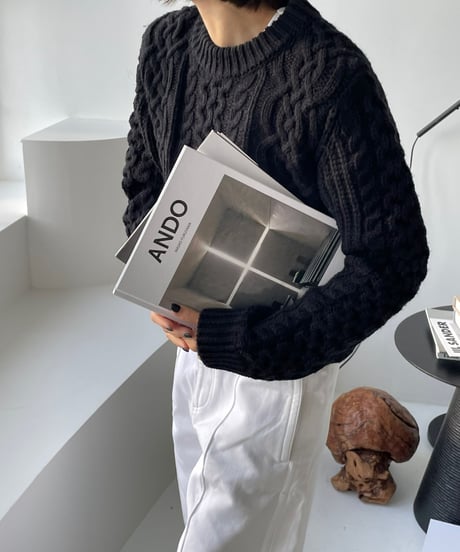 cable knit black