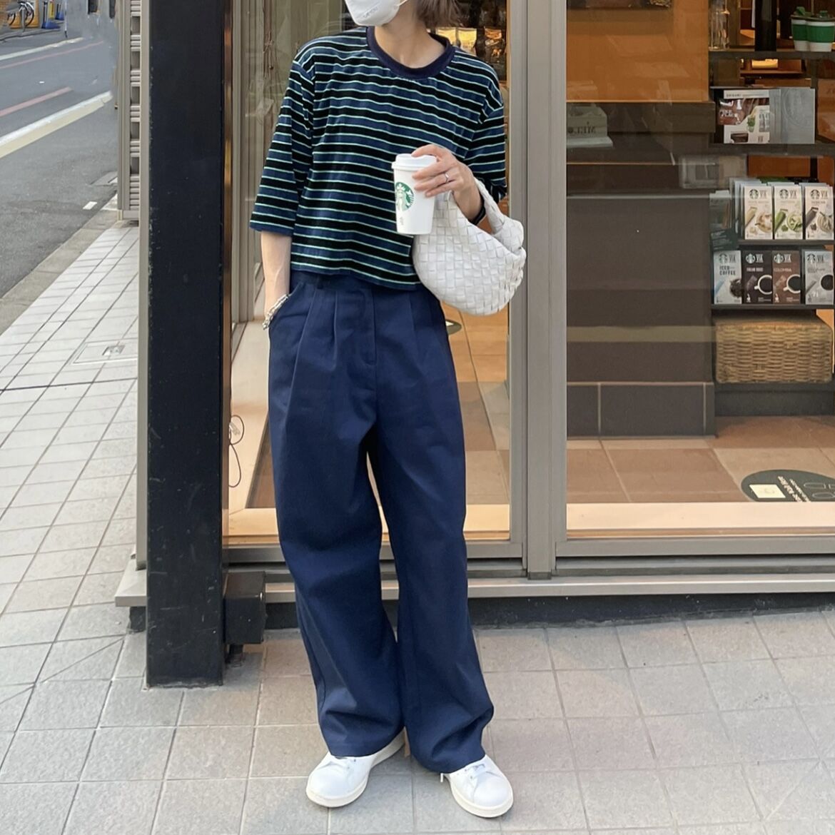 wide tuck pants (navy)