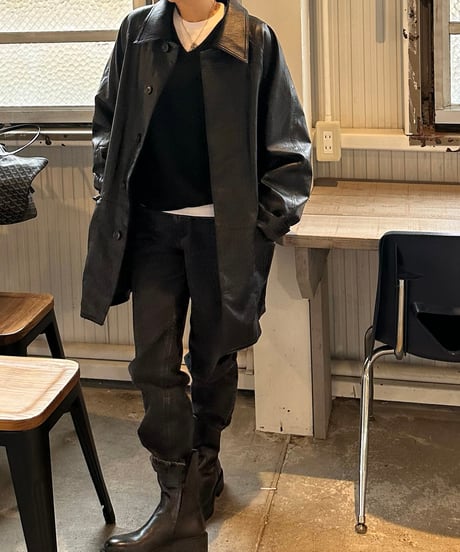 faux leather half coat