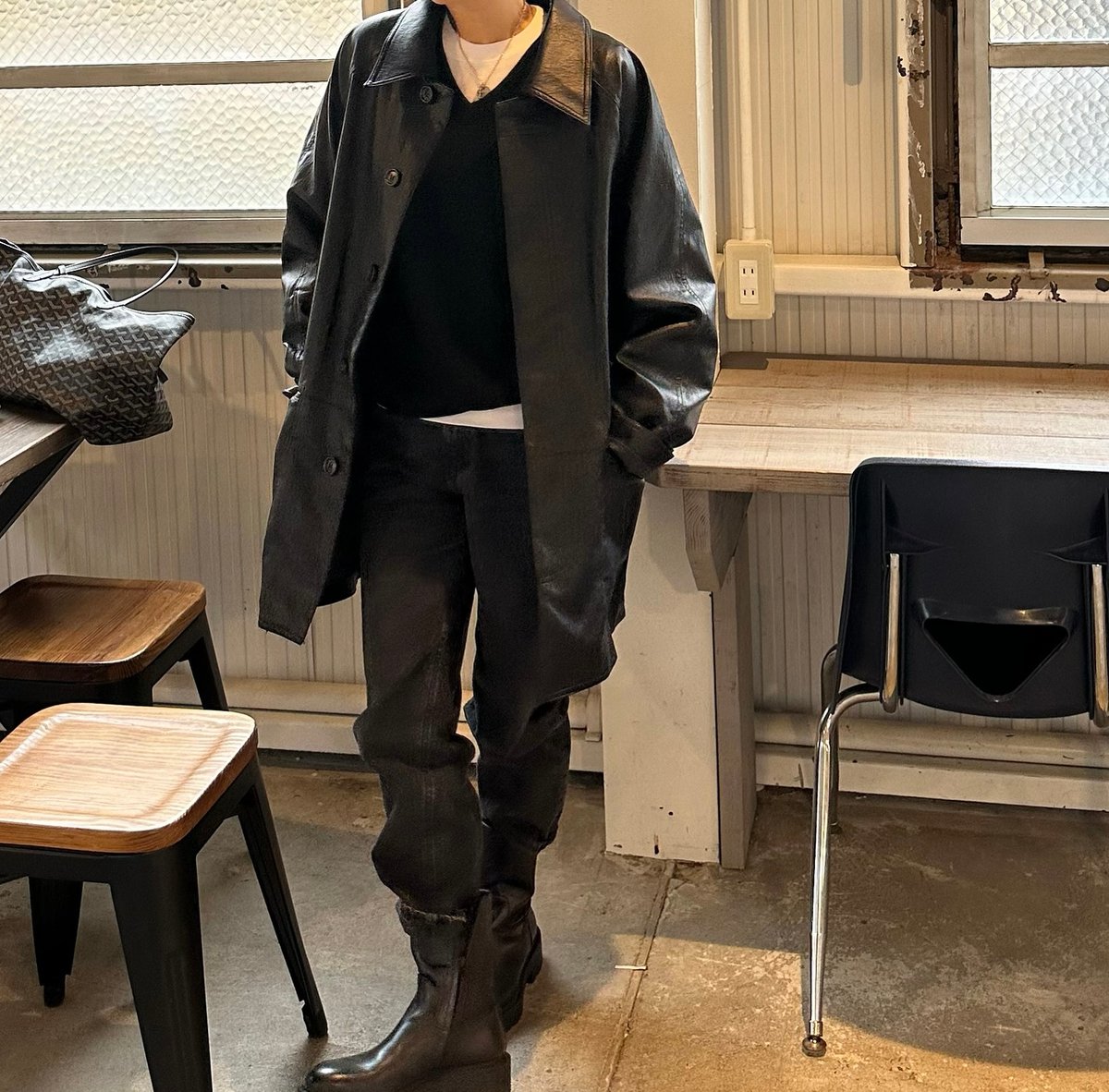 faux leather half coat | ok.soon