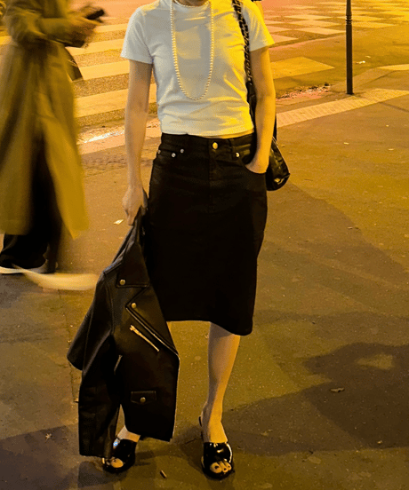 ok.soon×piccadilly COATING DENIM MIDDLE SKIRT
