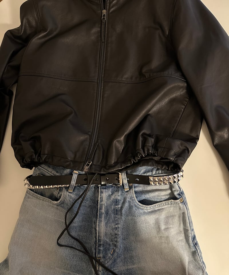 hooded leather blouson(black) | ok.soon