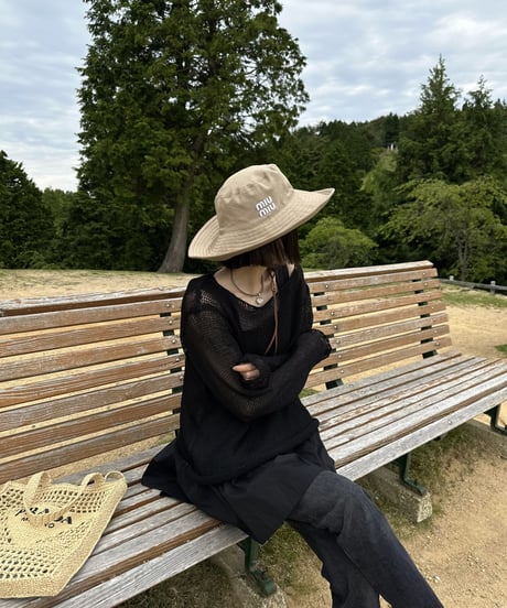 linen mesh knit(black,beige)