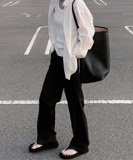 long length straight slacks (black)