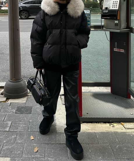 fake leather straight pants