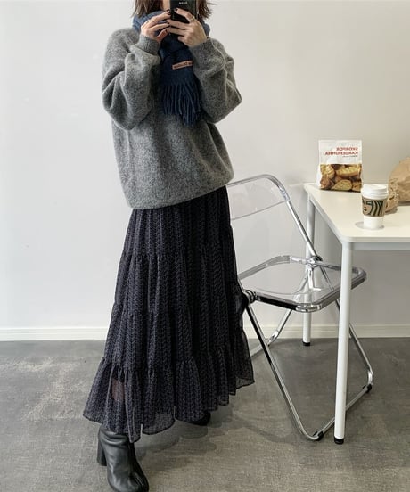 シフォンティアードロングスカート