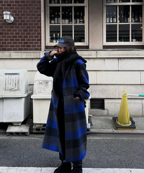 buffalo check wool coat