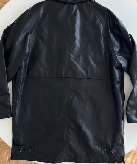 faux leather half coat