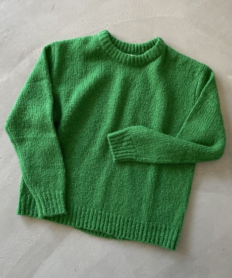 wool blend crew neck  knit(green/black)