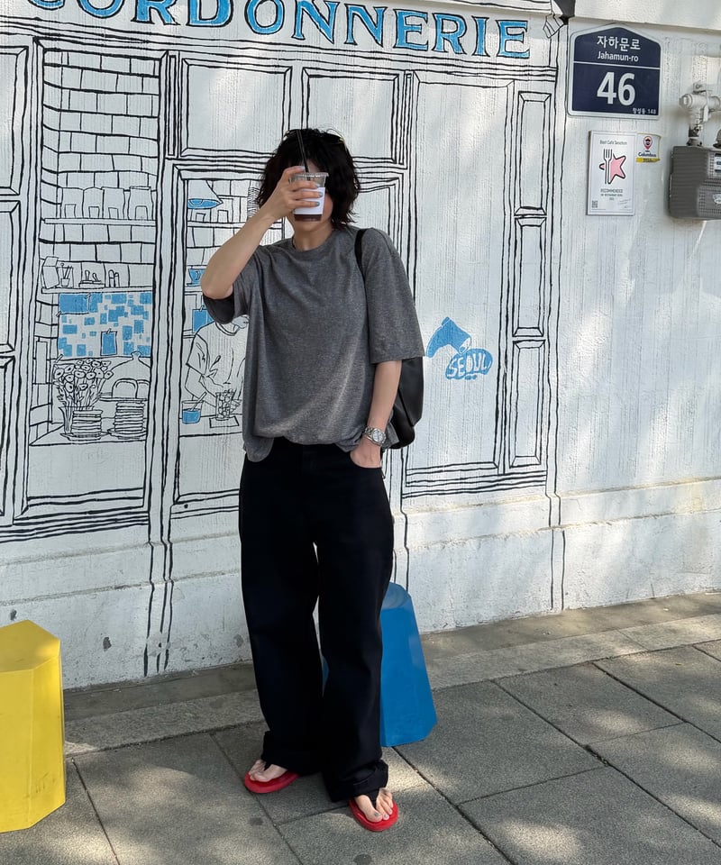 loose fit tshirt(gray/white) | ok.soon
