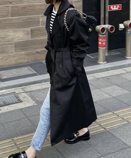 ［regular length］cotton trench coat (beige/black)