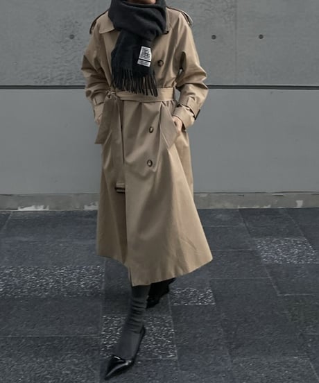 ［regular length］cotton trench coat (beige/black)