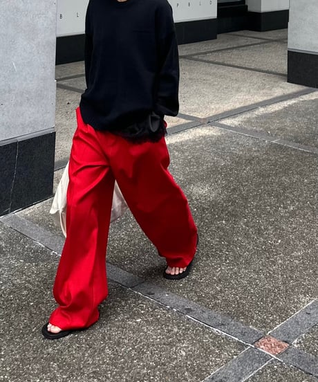 1tuck casual slacks red