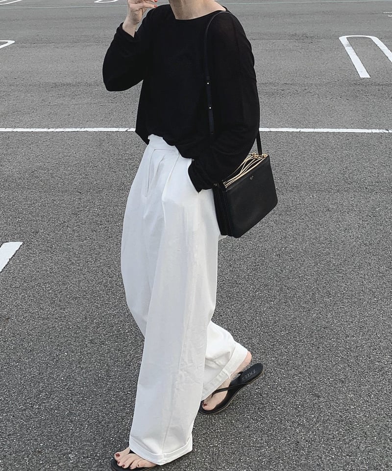 ワイドタックパンツ white(レギュラー,ロングレングス) | ok.soon ワイドタックパンツ white(レギュラー,ロングレングス) | ok.soon