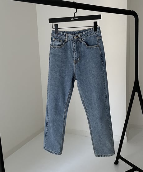 high waist tapered denim