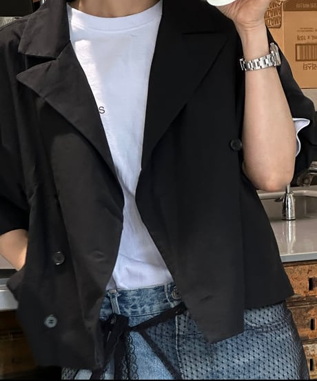 cotton linen half sleeve jacket