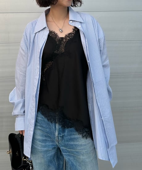 ［pre-order］layered stripe shirt over size