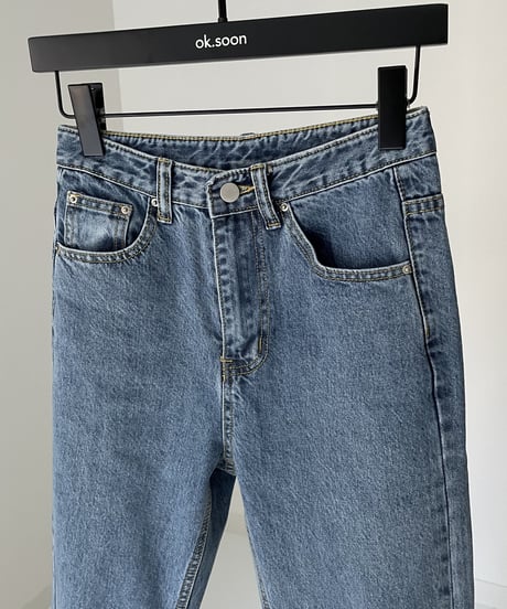 high waist tapered denim