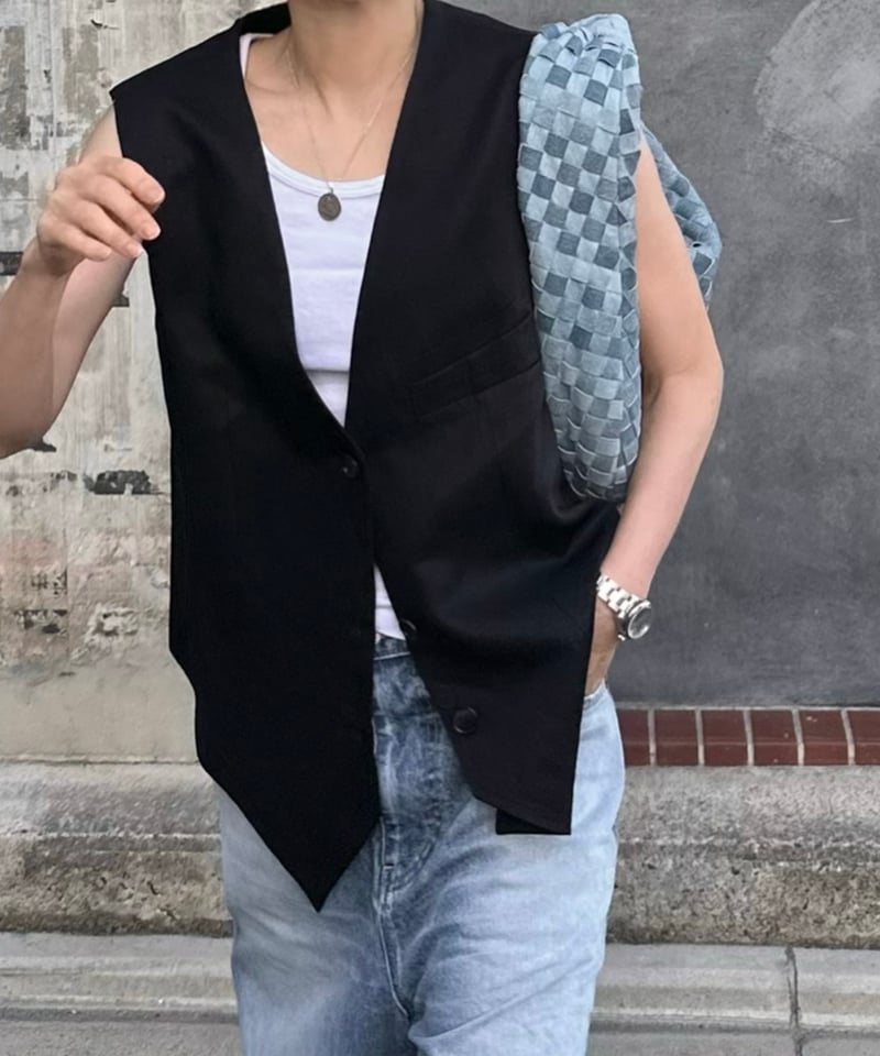 cotton linen vest & slacks | ok.soon