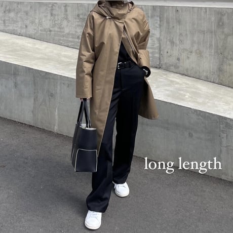 ［long length］wool blend straight slacks