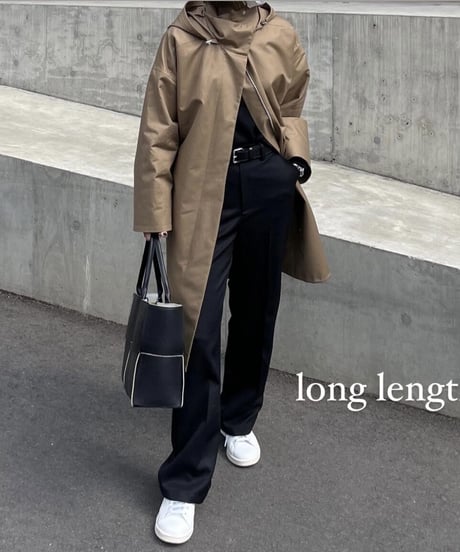 ［long length］wool blend straight slacks