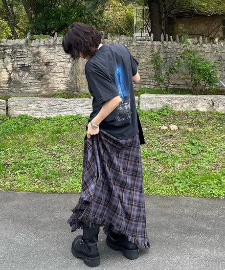 tartan check long skirt