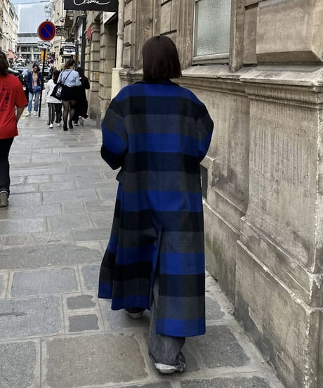 buffalo check wool coat