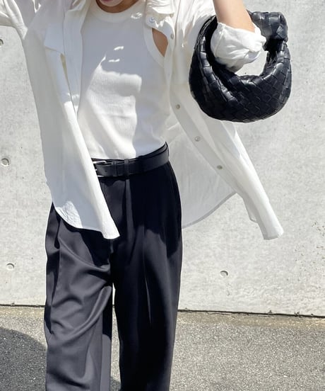 コットンWポケットシャツ(white,black)