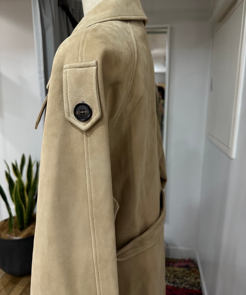 suede leather long coat | ok.soon