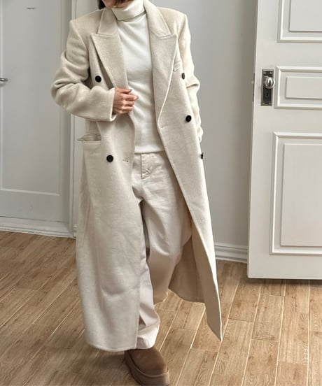 white chester coat with scarf