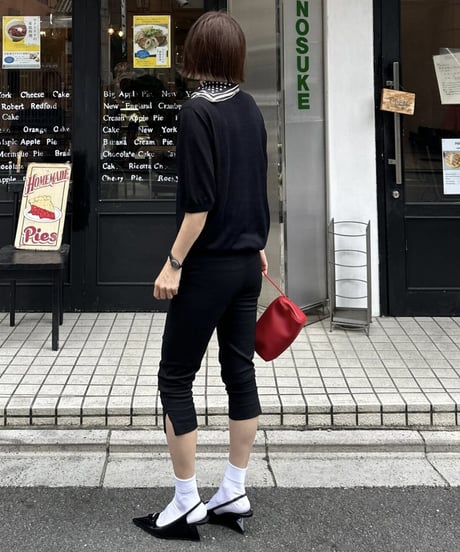 open neck half sleeve knit