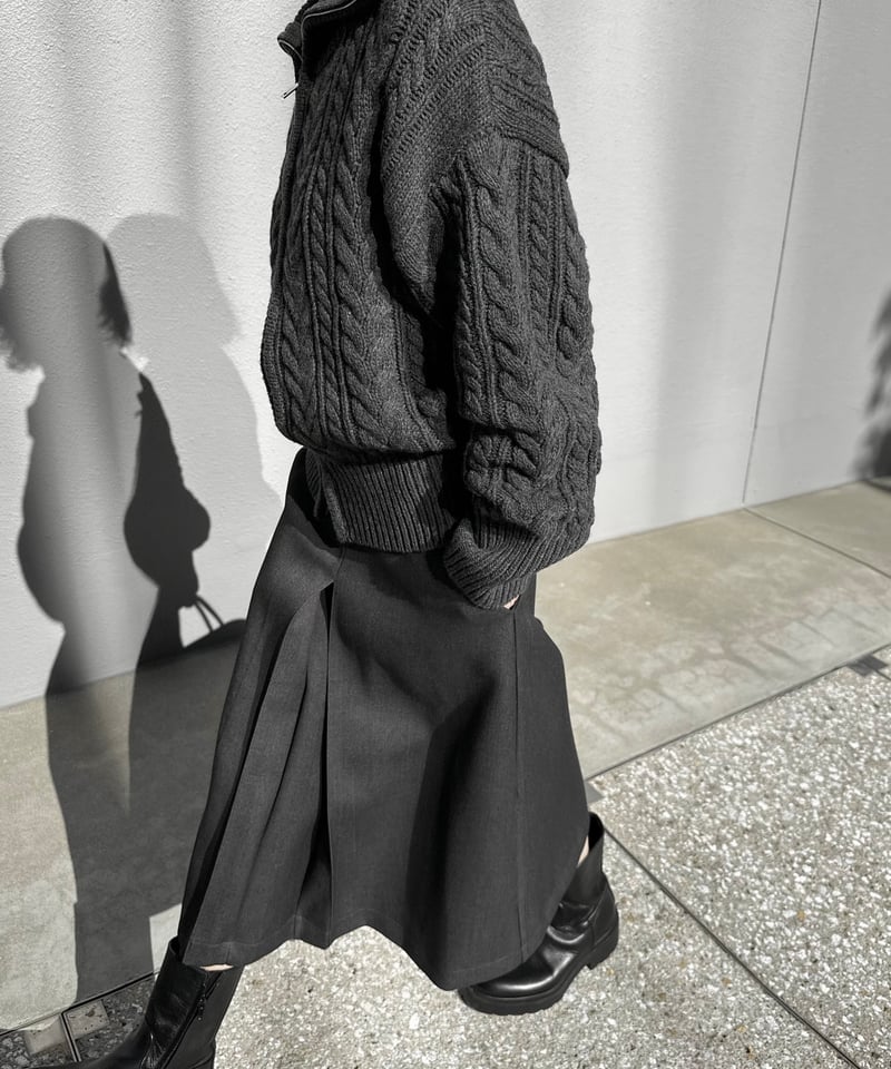 box pleats skirt gray | ok.soon