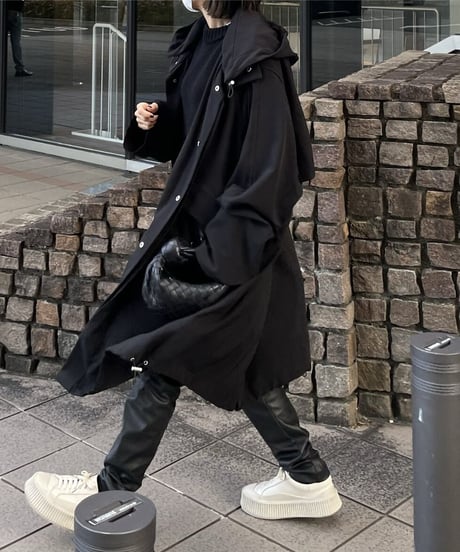 cotton hood coat (black)