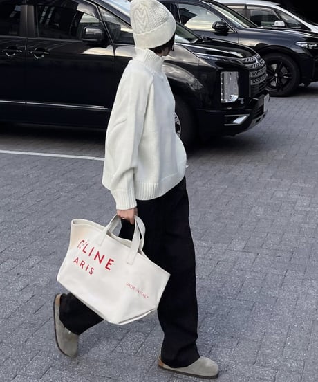 high neck knit(gray/black/offwhite)