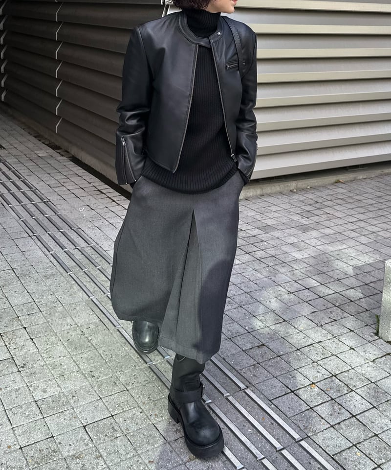 box pleats skirt gray | ok.soon