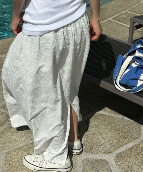 gingham check long skirt