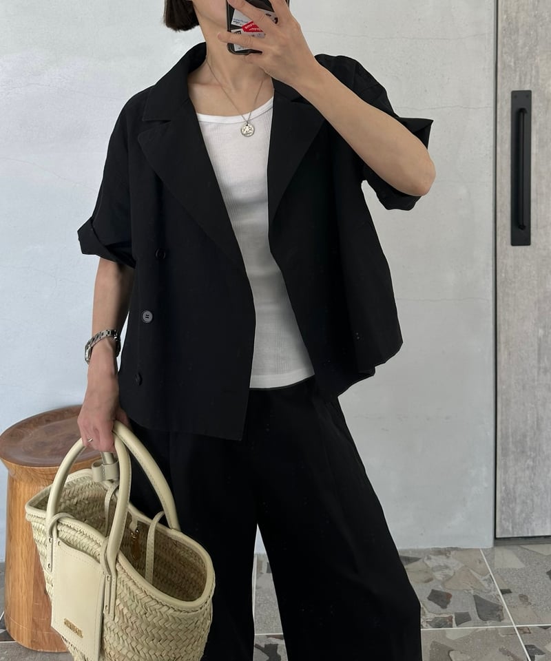 cotton linen half sleeve jacket | ok.soon