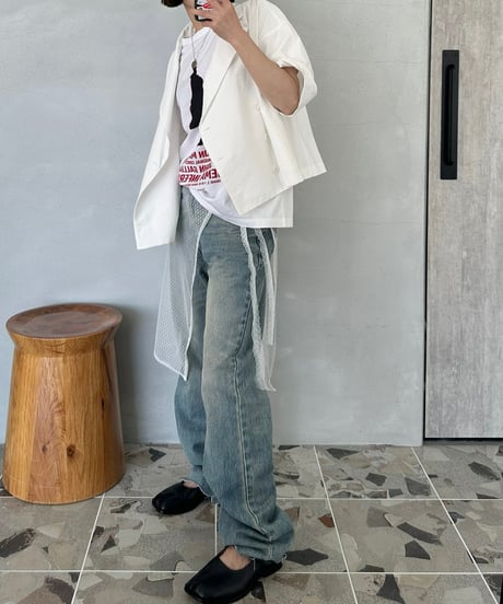 cotton linen half sleeve jacket