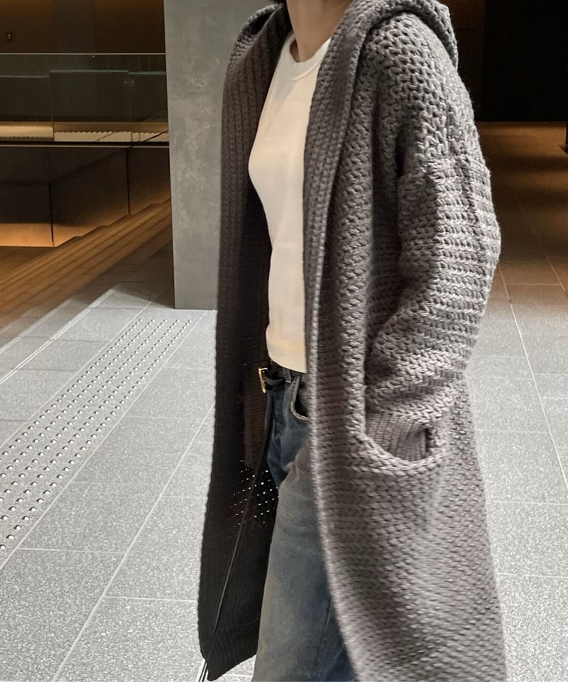 long knit cardigan gray | ok.soon