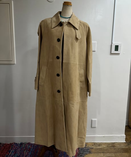 suede leather long coat