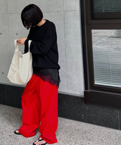 1tuck casual slacks red